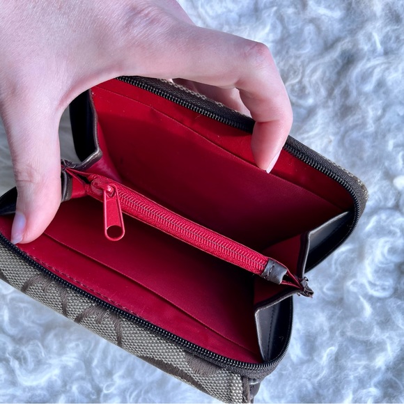 Brown Tan Logo Trifold Coach Style Gucci Look A Like Wallet Cardholder Signature - Picture 5 of 10